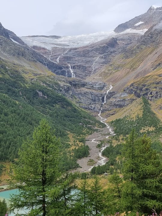 Breathtaking view of glacier-fed streams in the Swiss Alps near Poschiavo.
