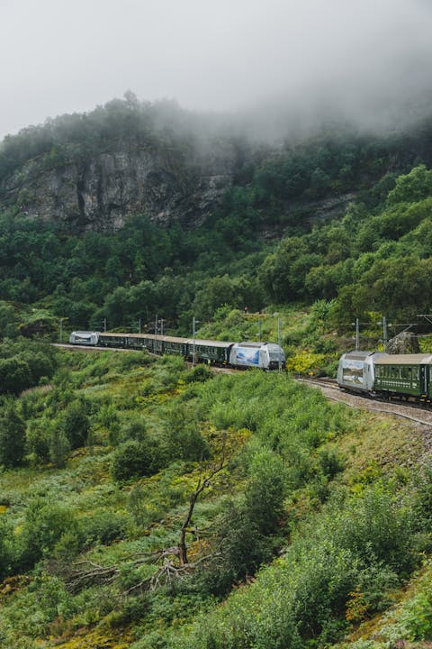 Explore the mesmerizing hills of Flåm, Norway with this picturesque train ride.