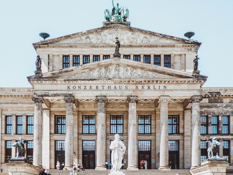 Front view of the Konzerthaus Berlin showcasing its neoclassical architecture.